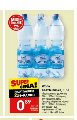 Woda niegazowana Kasztelańska 6-pak 1,5 l promocja w Twój Market