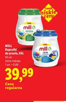 Kapsułki do prania Mill XXL Universal promocja w Lidl