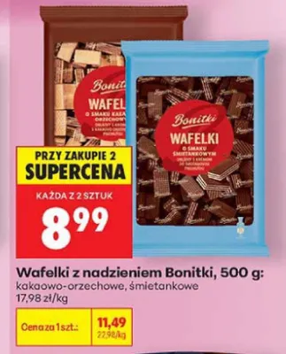 Wafelki z nadzieniem Bonitki kakaowo-orzechowe promocja w Biedronka