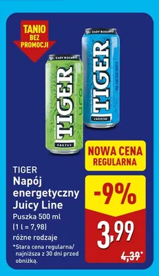 Napój energetyczny Tiger Juicy Line Jagoda promocja w Aldi