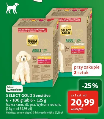 Mokra karma dla psa SELECT GOLD Sensitive 6-pak 100 g promocja w MAXI ZOO