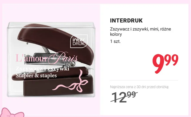 Zszywacz i zszywki mini Interdruk promocja w Rossmann