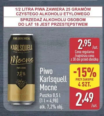 Piwo Karlsquell Mocne promocja w Aldi