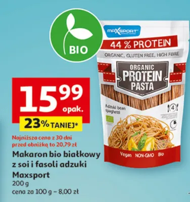 Makaron bio białkowy z soi i fasoli adzuki promocja w Auchan