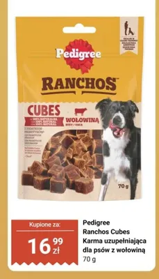 Karma uzupełniająca dla psów Pedigree Ranchos Cubes z wołowiną promocja w Biedronka