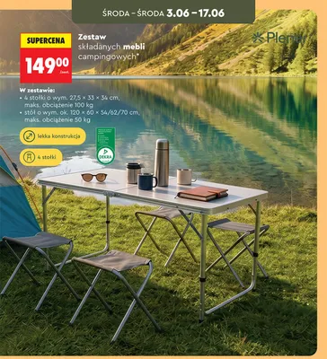 Zestaw składanych mebli campingowych Plener promocja w Biedronka