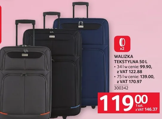 Walizka tekstylna 50 L promocja w Selgros