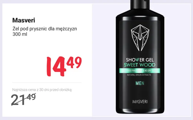 Żel pod prysznic dla mężczyzn Masveri promocja w Rossmann