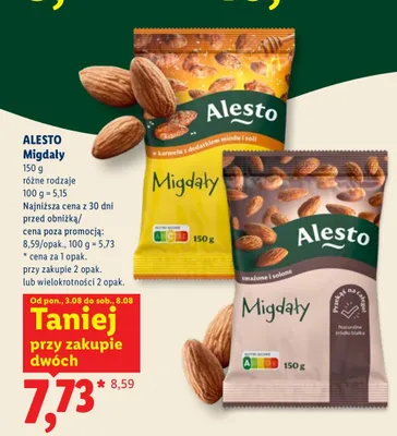Migdały smażone i solone Alesto promocja w Lidl