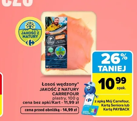 Łosoś wędzony Jakość z Natury Carrefour plastry promocja w Carrefour Market