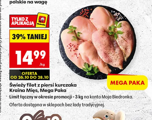 Świeży filet z piersi kurczaka Mega Paka Kraina Mięs promocja w Biedronka