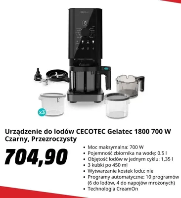 Urządzenie do lodów CECOTEC Gelatec 1800 promocja w Media Markt