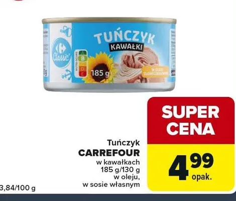 Tuńczyk w kawałkach 185 g/130 g w oleju, w sosie własnym promocja w Globi