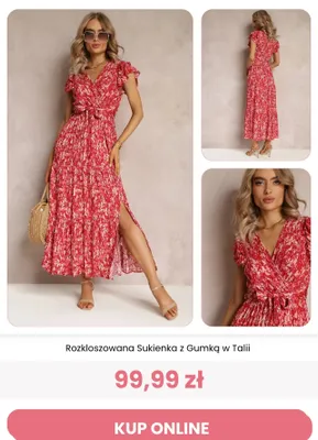 Sukienka rozkloszowana z gumką w talii Renee promocja w Renee