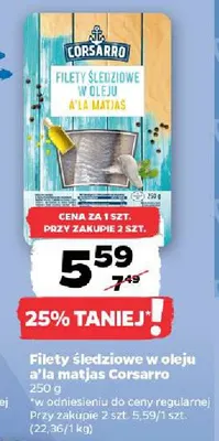 Filety śledziowe w oleju a'la matjas Corsarro promocja w Netto