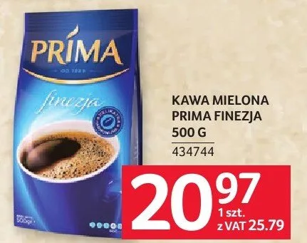 Kawa mielona Prima Finezja 500g promocja w Selgros