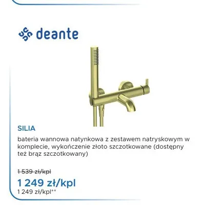 Bateria wannowa Deante Silia złoto szczotkowane promocja w Blu Salony Łazienek