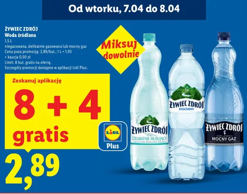 Woda źródlana delikatnie gazowana promocja w Lidl