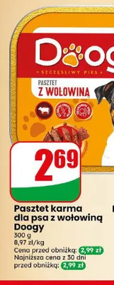 Pasztet karma dla psa z wołowiną Doogy promocja w Dino