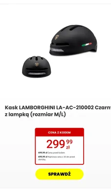 Kask Lamborghini LA-AC-210002 Czarny z lampką rozmiar M/L promocja w Media Expert
