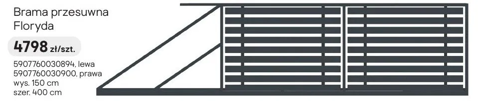 Brama przesuwna Floryda lewa promocja w Castorama
