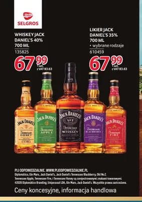 Likier Jack Daniel's Tennessee Apple promocja w Selgros