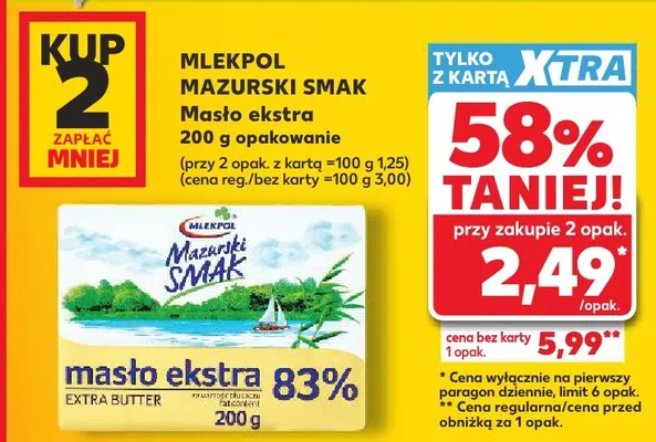 Masło ekstra Mazurski Smak Mlekpol promocja w Kaufland