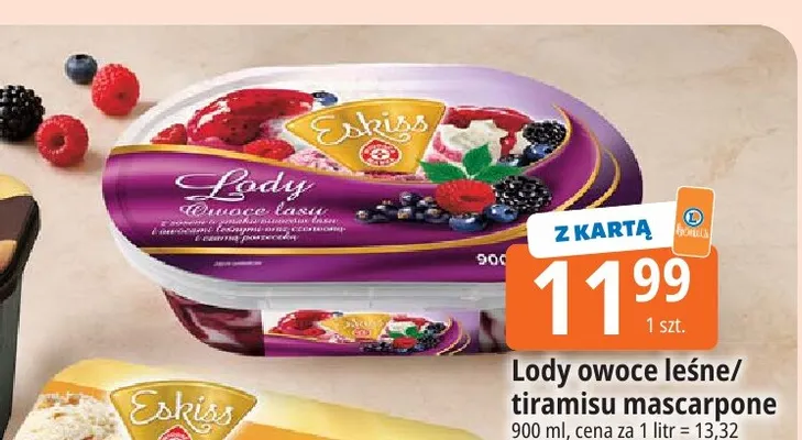 Lody Eskiss owoce leśne promocja w Leclerc
