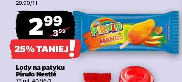 Lody na patyku Pirulo mango Nestlé promocja w Netto