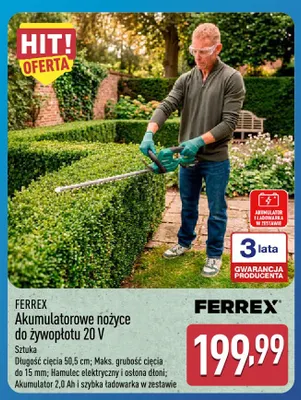 Akumulatorowe nożyce do żywopłotu Ferrex promocja w Aldi