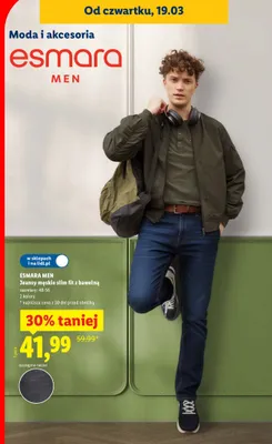 Jeansy męskie slim fit z bawełną promocja w Lidl