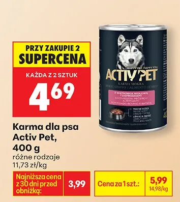 Karma dla psa różne rodzaje Activ Pet promocja w Biedronka