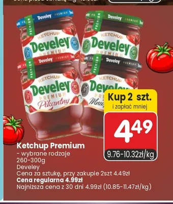Ketchup Premium Mniej Cukru Develey promocja w Market Point
