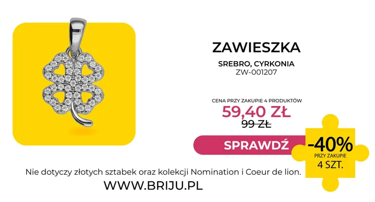 Zawieszka srebro cyrkonia ZW-001207 Briju promocja w Briju