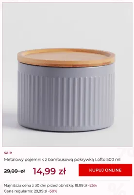 Metalowy pojemnik z bambusową pokrywką Lofto home&you promocja w home&you