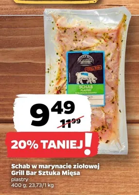 Schab w marynacie ziołowej Grill Bar Sztuka Mięsa plastry promocja w Netto