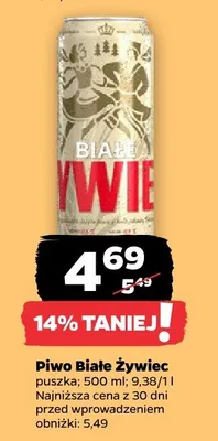 Piwo Białe Żywiec puszka promocja w Netto