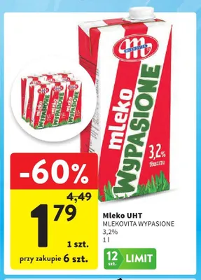 Mleko UHT Mlekovita Wypasione 3,2% promocja w Intermarche