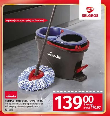 Komplet mop obrotowy H2PRO Vileda promocja w Selgros