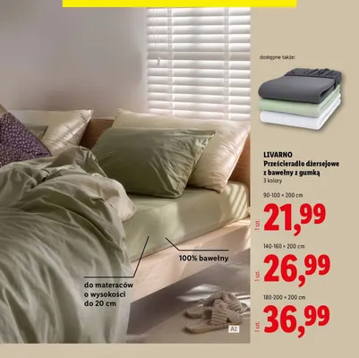 Prześcieradło dżersejowe z bawełny z gumką 180-200x200 cm Livarno promocja w Lidl