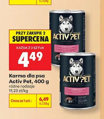 Karma dla psa Activ Pet z wątróbką wołową promocja w Biedronka