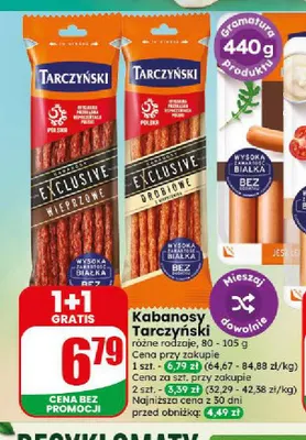 Kabanosy Exclusive drobiowe Tarczyński promocja w Dino