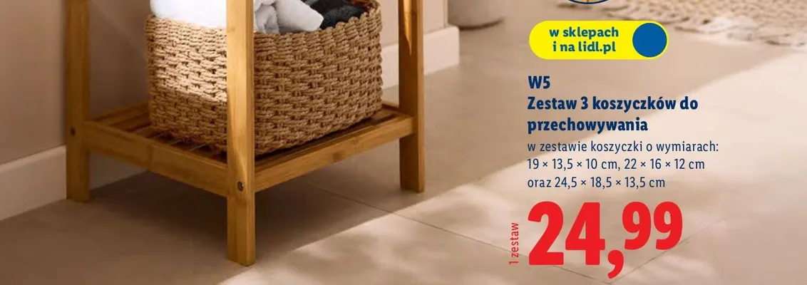 Zestaw koszy do przechowywania promocja w Lidl
