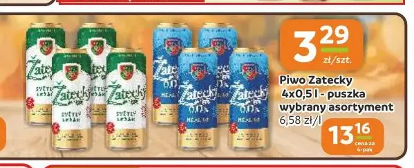 Piwo Zatecky 4-pak 500 ml promocja w Gama