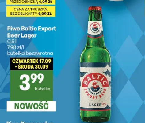 Piwo Baltic Export Beer Lager promocja w Delikatesy Centrum