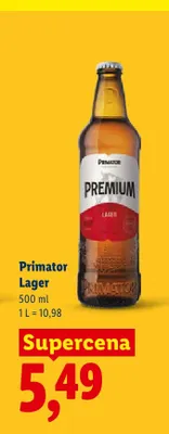 Piwo Primator Premium Lager promocja w Lidl