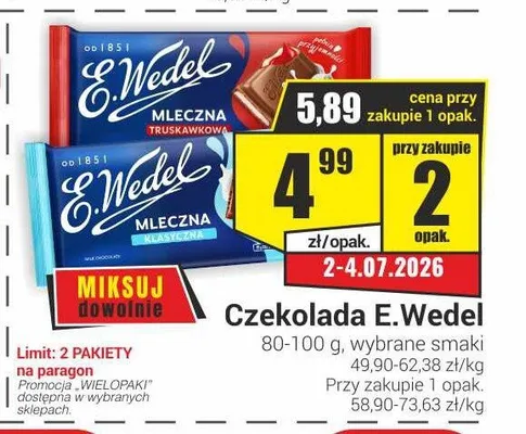 Czekolada E.Wedel promocja w Delikatesy Sezam