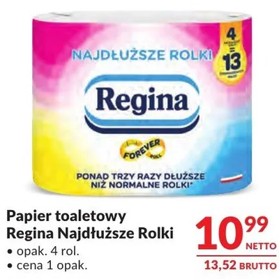 Papier toaletowy Regina Najdłuższe Rolki promocja w Makro