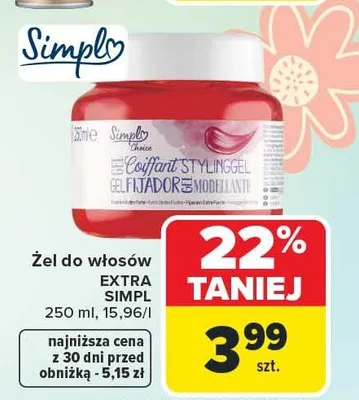 Żel do włosów Extra Simple promocja w Carrefour