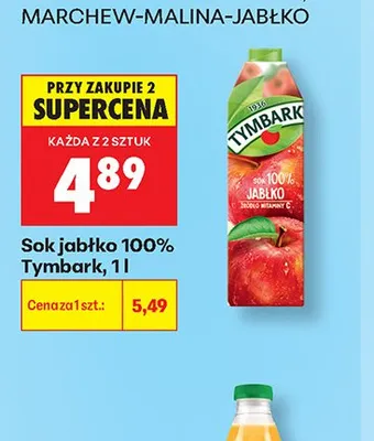 Sok jabłko 100% Tymbark promocja w Biedronka
